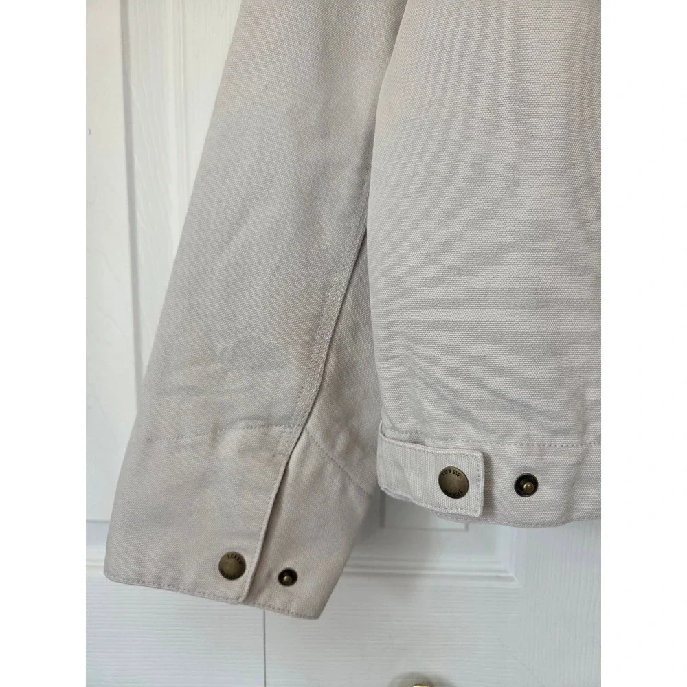 J. Crew Canvas Work Jacket Corduroy Collar Mens M Stone NWD $280‎ CM498